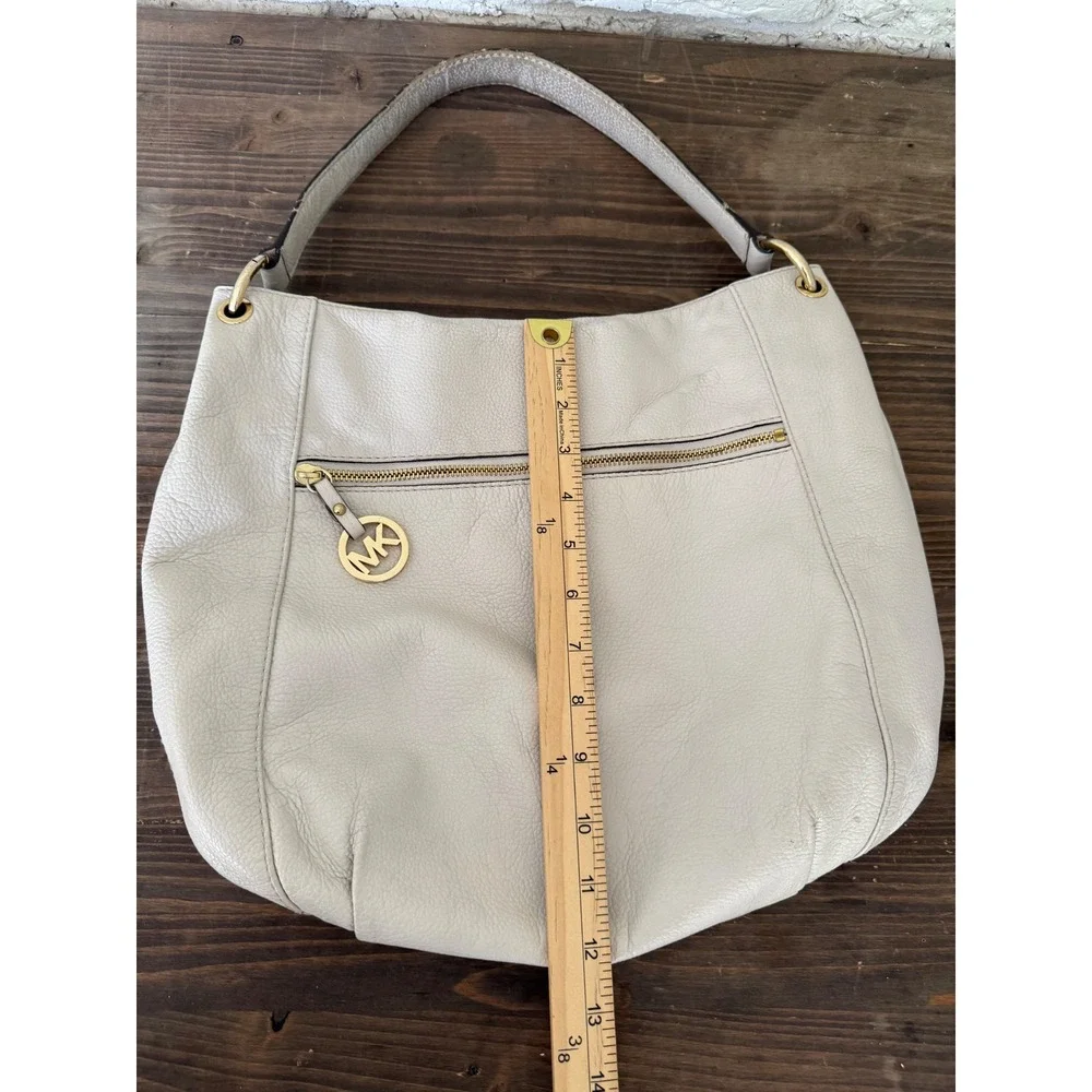 Michael Kors Beige Leather Hobo Bag Gold Hardware Designer Purse Shoulder‎ Bag